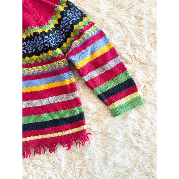 Hanna Andersson Christmas Holiday Hooded Tassel Sweater size 120 6/7 - Picture 10 of 10